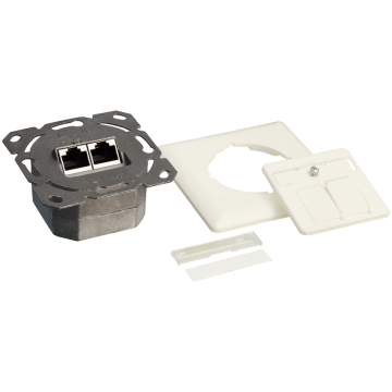 LogiLink Dose Kat.6A Anschlussdose UP 2xRJ45 STP, waagerecht, Reinwei&szlig;